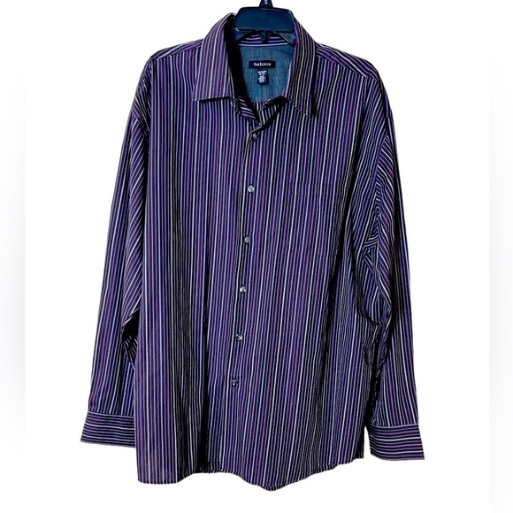 Men’s Van Heusen Purple Striped Long Sleeve Button Down Dress Shirt Size XXL - Picture 1 of 9